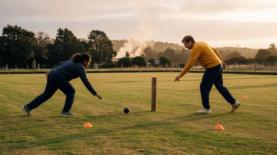 Cricket partners communicating during practice